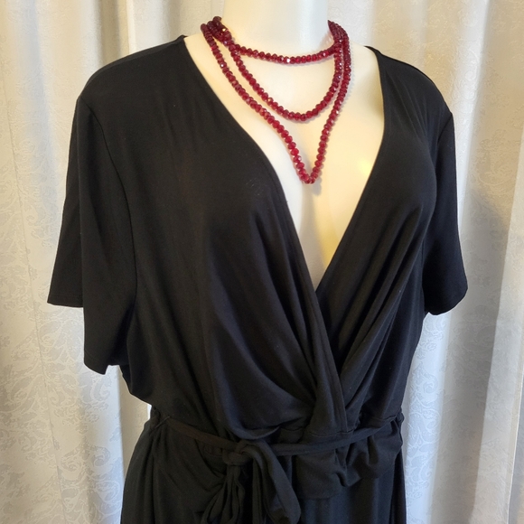TALBOTS Womens Wrap Front Jersey Dress, Plus Size 3X, Black - Picture 2 of 14